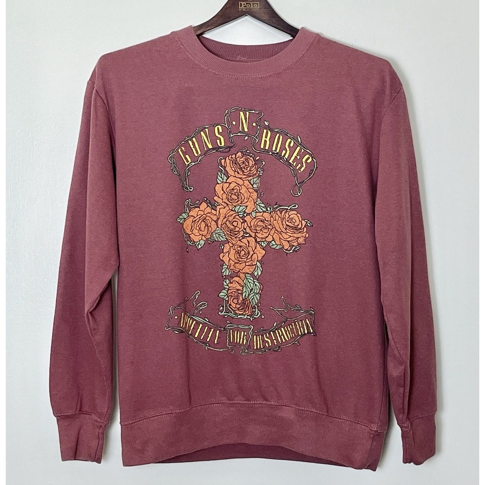Guns N Roses Sweatshirt Men's Small Maroon Graphic Appetite For Destruction Rock